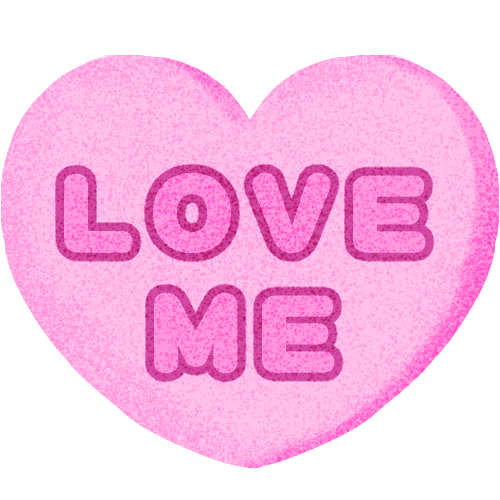 pink candy heart that reads love me